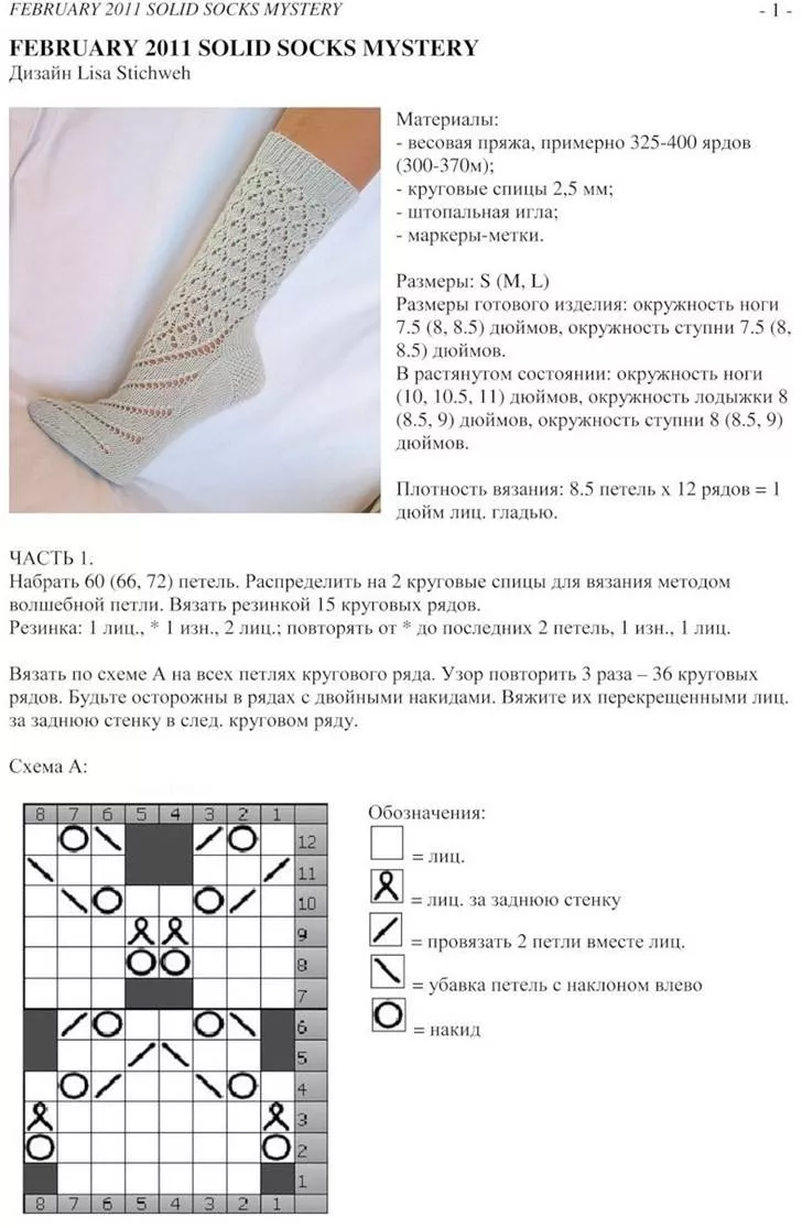 Ажурные носки спицами - схемы с описанием вязания простых красивых ажурных носков спицами