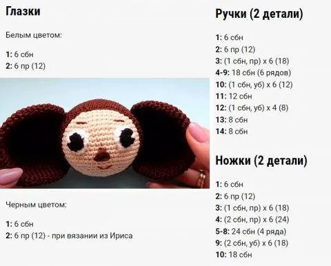 Чебурашка крючком - пошаговые мастер-классы для начинающих и схемы с описанием вязания маленького чебурашки, амигуруми, из плюшевой пряжи