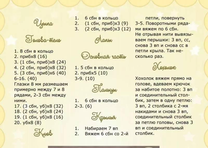 Цыпленок крючком - пошаговые схемы для начинающих с описанием вязания игрушки цыпленок амигуруми, из плюшевой пряжи