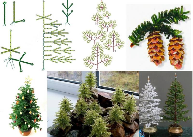 Елка из бисера - пошаговые мастер-классы для начинающих и схемы плетения своими руками елки из бисера