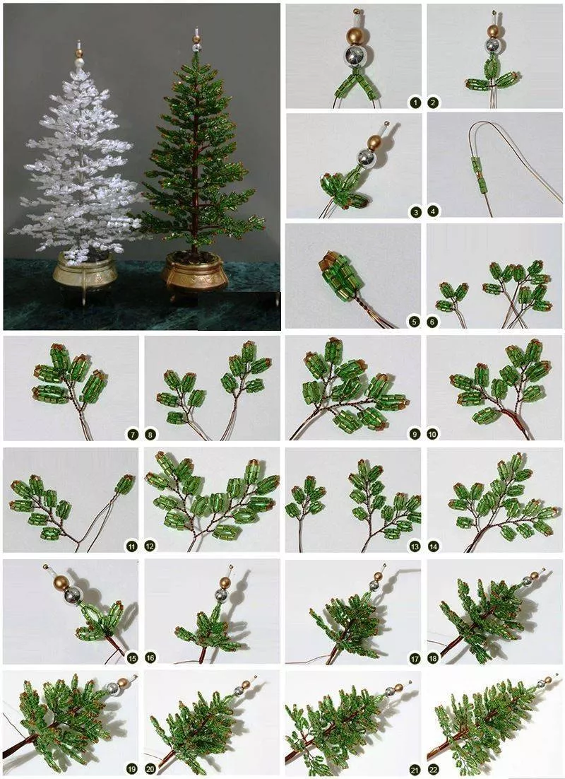 Елка из бисера - пошаговые мастер-классы для начинающих и схемы плетения своими руками елки из бисера