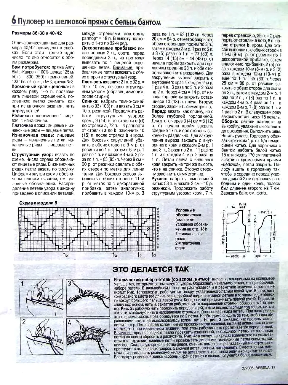 Итальянский набор петель спицами - способ вязания 1х1, 2х2, по кругу для эластичной и полой итальянской резинки спицами