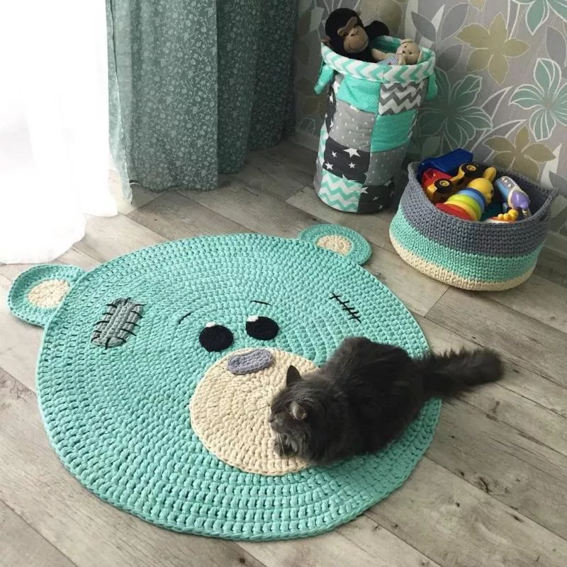 Коврик из трикотажной пряжи крючком - схемы для начинающих для вязания красивого прямоугольного, круглого, овального и квадратного коврика (133 фото)