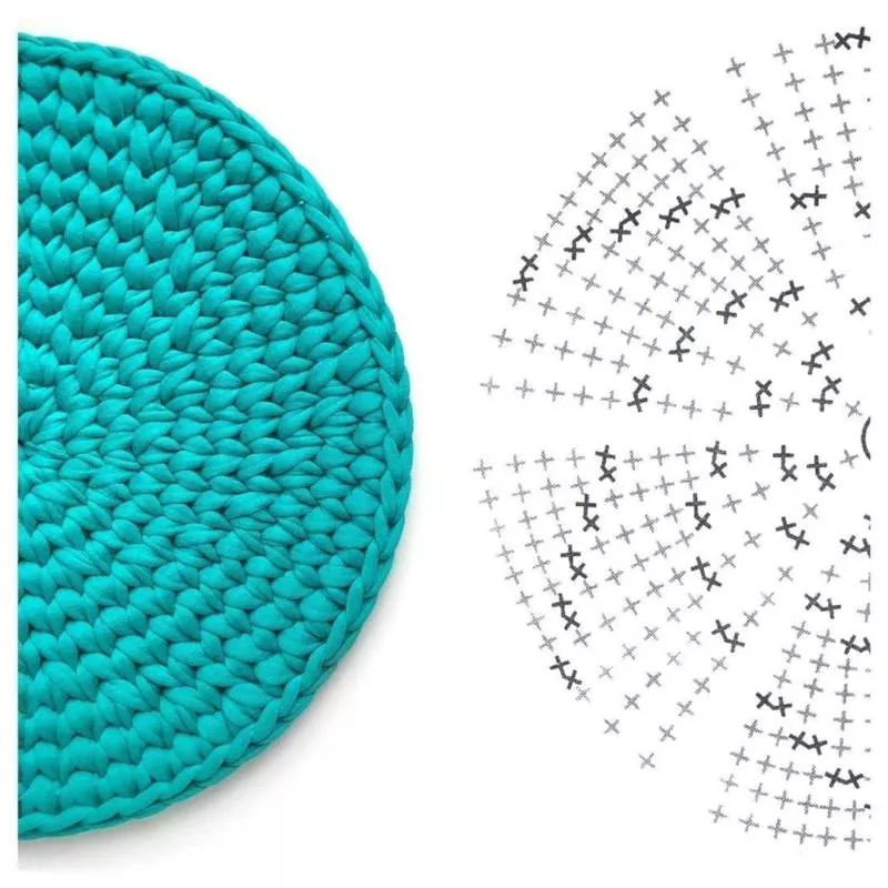 Коврик из трикотажной пряжи крючком - схемы для начинающих для вязания красивого прямоугольного, круглого, овального и квадратного коврика (133 фото)