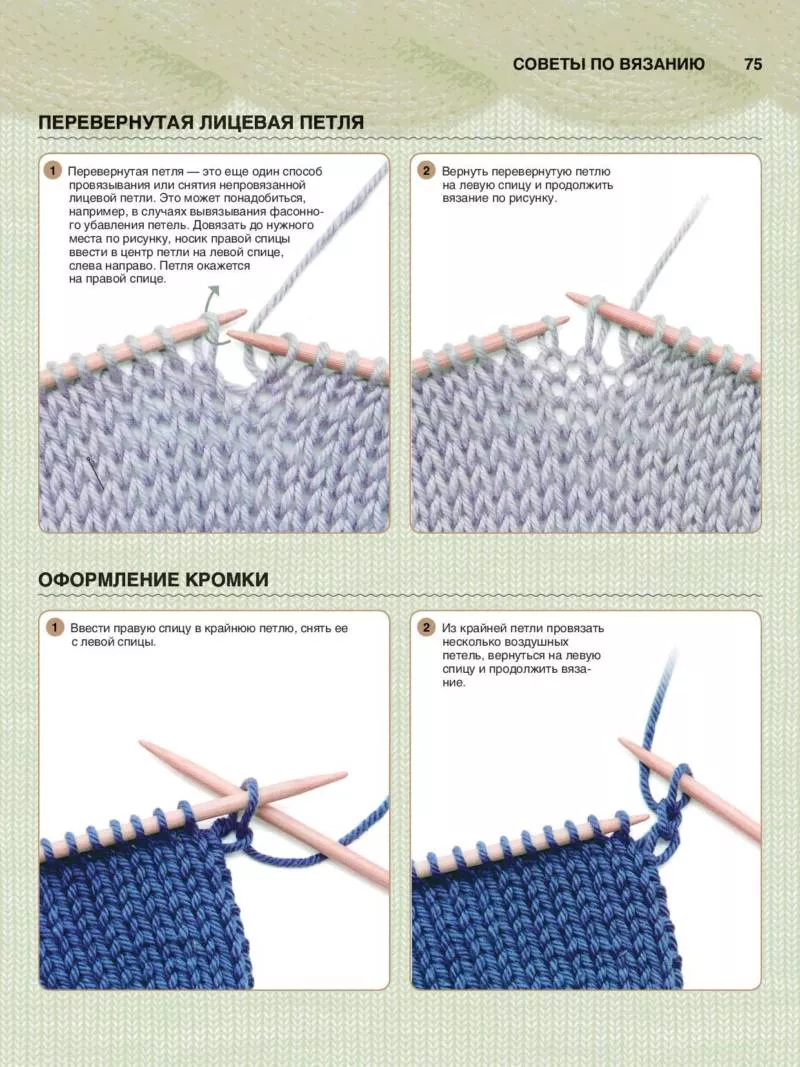 Лицевая петля спицами - узоры и схемы для начинающих с описанием вязания простой красивой лицевой петли спицами