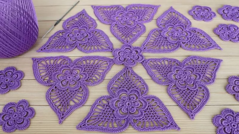 Мотивы крючком - простые схемы для начинающих с описанием вязания красивых квадратных и цветочных мотивов крючком
