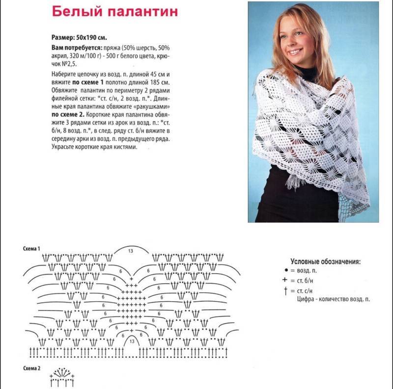 Палантин крючком (121 фото): схемы для начинающих и описание вязания простого, красивого, ажурного палантина