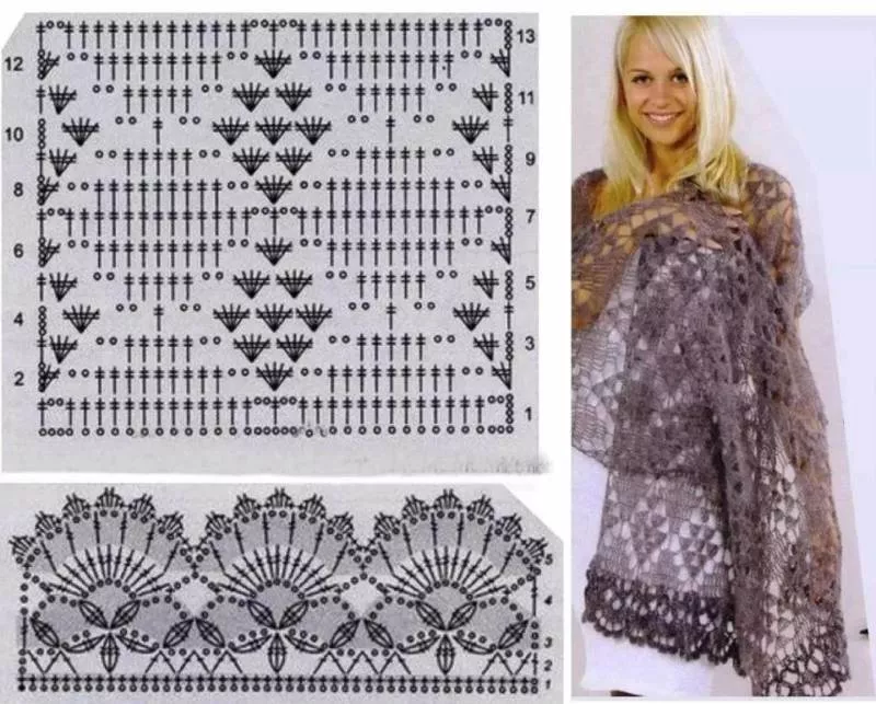 Палантин крючком (121 фото): схемы для начинающих и описание вязания простого, красивого, ажурного палантина
