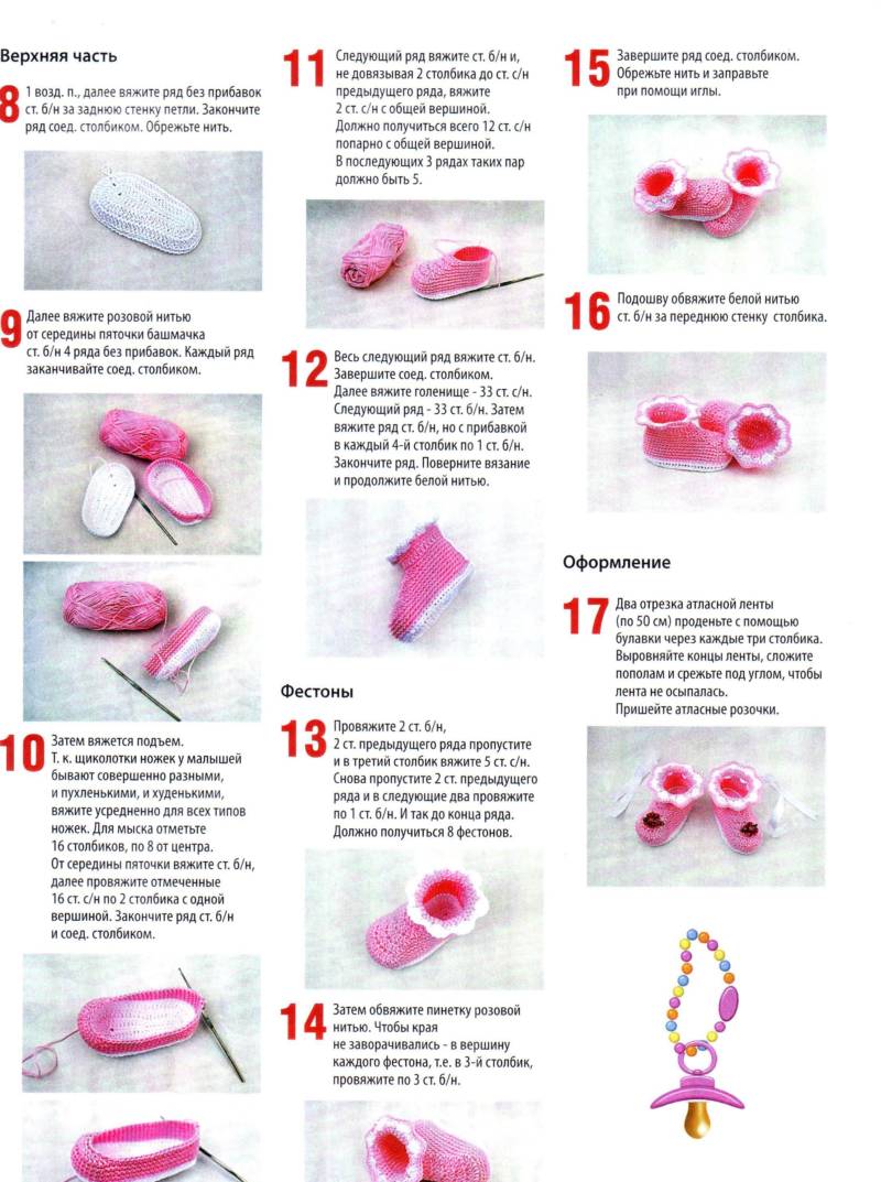 Пинетки крючком - пошаговые мастер-классы для начинающих и схемы с описанием вязания простых пинеток для новорожденных
