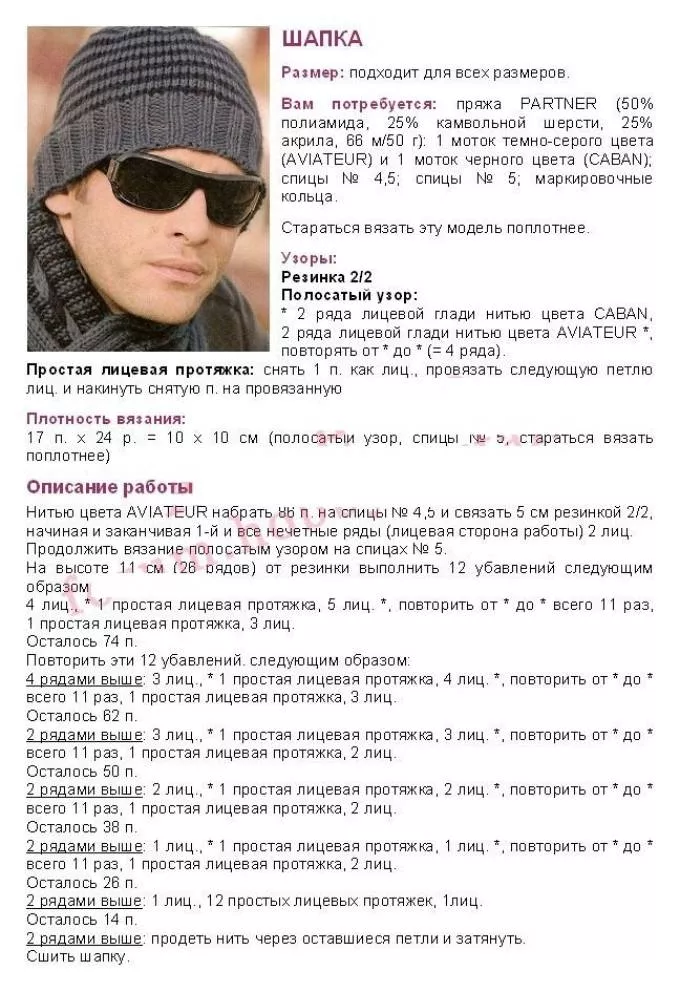 Шапка мужская спицами - пошаговые мастер-классы для начинающих и схемы с описанием вязания красивой мужской шапки