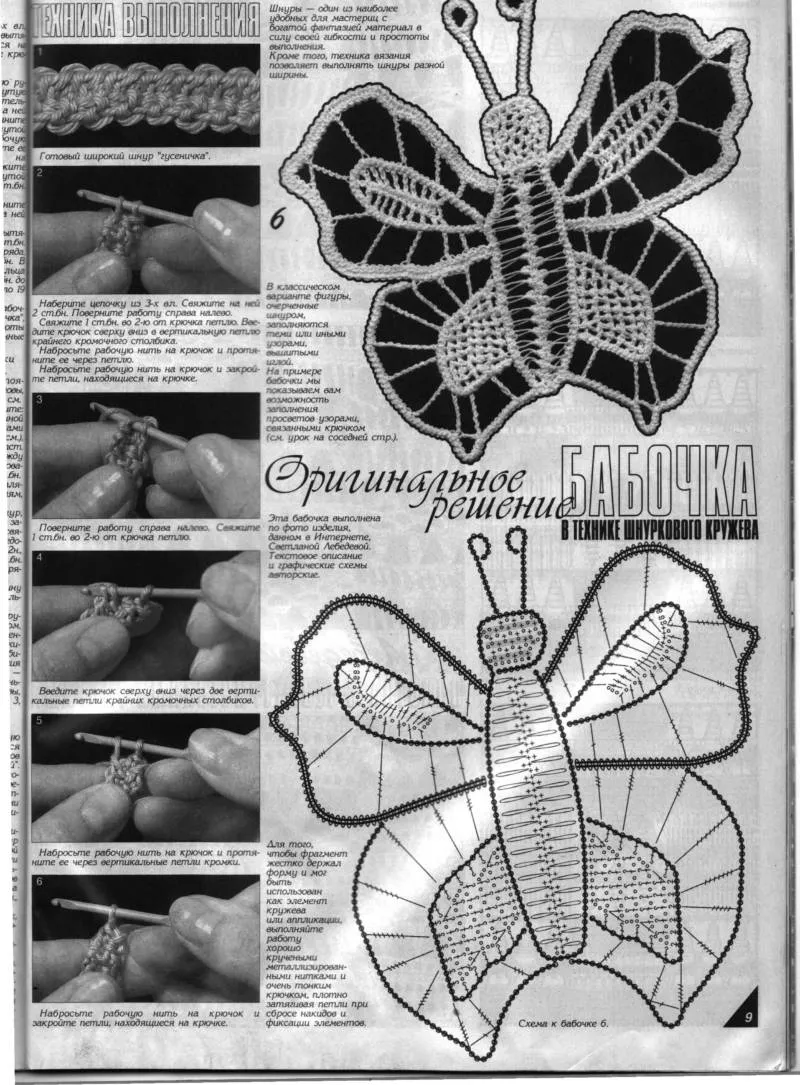 Бабочка крючком - простые мастер-классы для начинающих и схемы с описанием вязания красивой бабочки крючком
