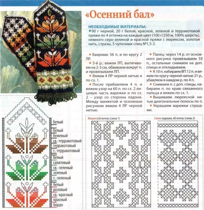 Варежки спицами - пошаговые мастер-классы для начинающих, схемы и описание вязания простых красивых варежек